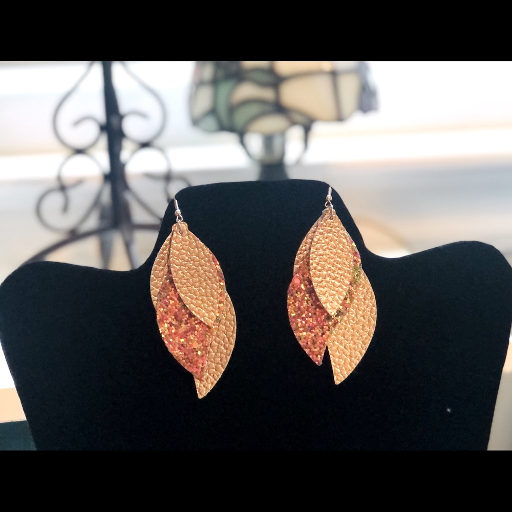 Lightweight leather hook-back earrings